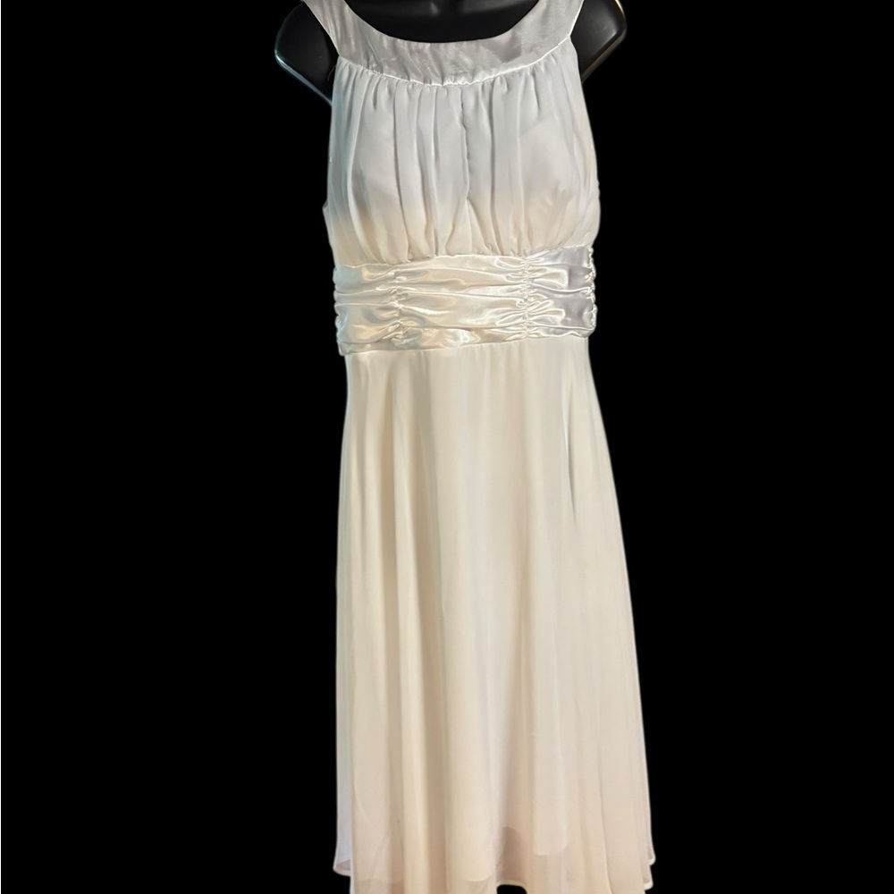 Dress Barn White Ruched Wrap Midi Dress